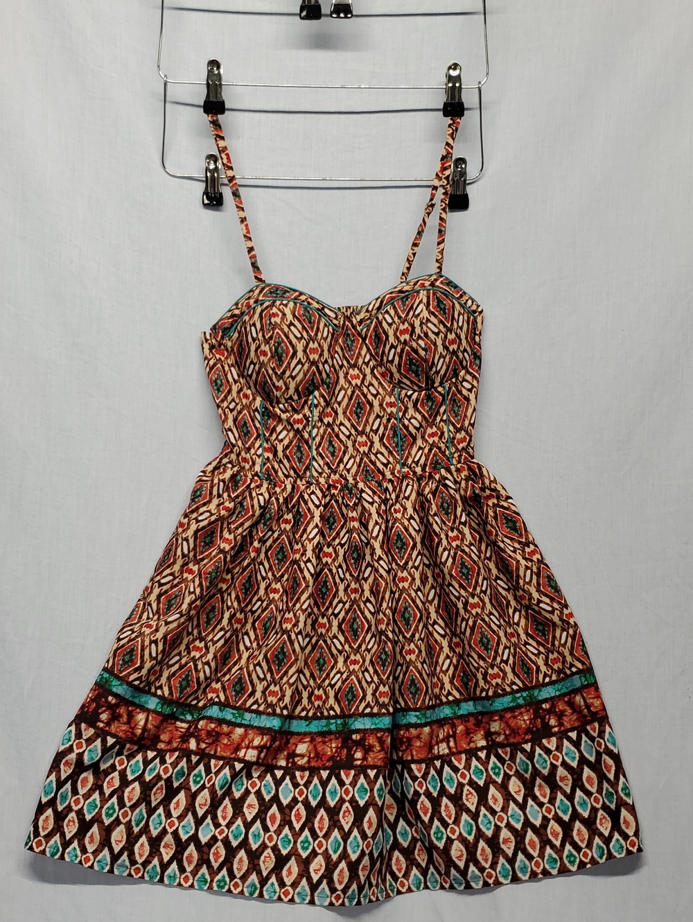 American Rag Brown & Teal Spaghetti-Strap Mini Dress #368